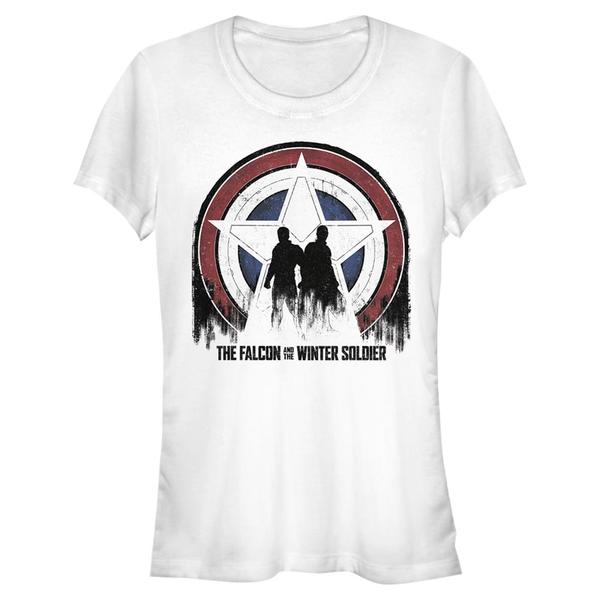 Aperçu: Marvel - Falcon et le soldat de l'hiver - Photo de groupe Silhouette Shield - Femme T-shirt - Blanc - Devant