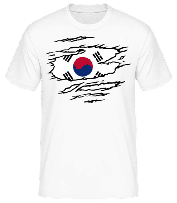 Zerrissene Fahne Südkorea - Männer Basic T-Shirt - Weiß - Vorne
