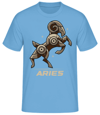 Mecha Robotic Zodiac Sign Aries - Pánské basic tričko - Světle modrá - Napřed