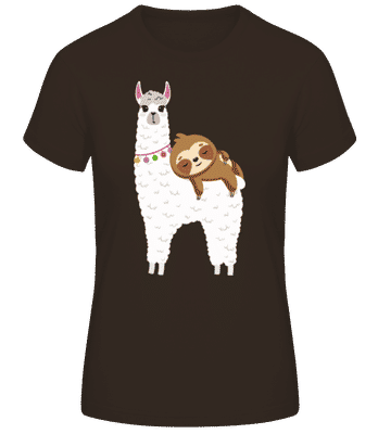 Llama With Sloth - Camiseta básica de mujer - Marrón - delante