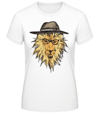 Hipster Löwe mit Hut - Frauen T-Shirt B&C - Weiß - Vorne