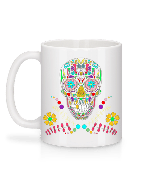 Aperçu: Crâne Coloré - Mug en céramique blanc - Blanc - Derrière