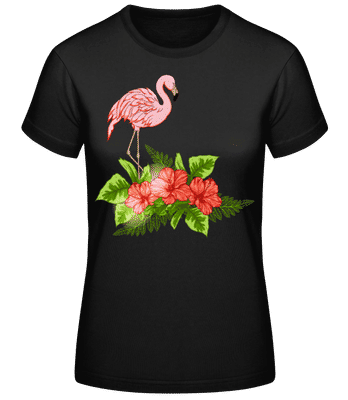Flamant rose au paradis côté droit - T-shirt standard Femme - Noir - Devant