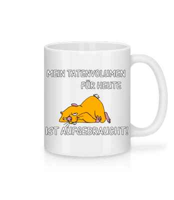 Tatenvolumen Aufgebraucht - Tasse - Weiß - Vorne