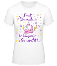 JGA Einhorn Fresst Sternenstaub - Frauen Basic T-Shirt - Weiß - Vorne