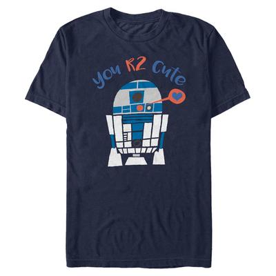 Star Wars - R2-D2 Are Too Cute - Valentine's Day - Men's T-Shirt - Navy - Front