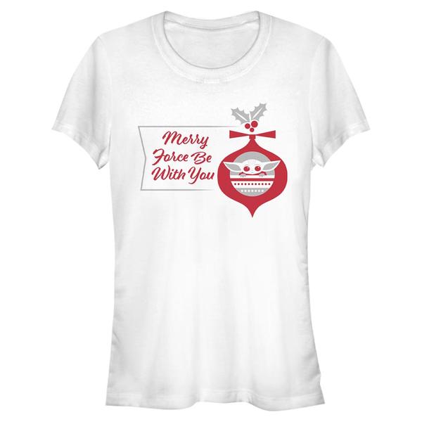 Aperçu: Star Wars - The Mandalorian - The Child Merry Force - Christmas - Femme T-shirt - Blanc - Devant