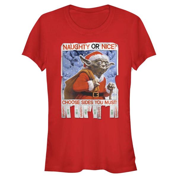 Preview: Star Wars - Yoda Naughty or Nice - Christmas - Women's T-Shirt - Red - Front