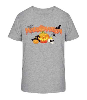 Halloween Citrouille Corbeau - T-shirt bio Enfant Stanley Stella 2.0 - Gris chiné - Devant