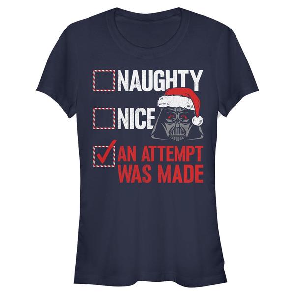 Aperçu: Star Wars - Darth Vader Attempt Was Made - Christmas - Femme T-shirt - Bleu marine - Devant