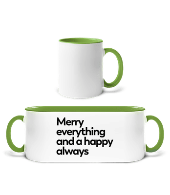 Merry Everything Happy Always - Tasse zweifarbig - Weiß / Apfelgrün - Vorne