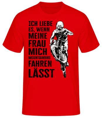 Ich Liebe Meine Frau Mountainbike Fahren - Männer Basic T-Shirt - Rot - Vorne