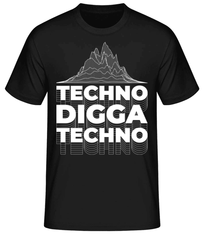 Vorschau: Techno Digga Techno - Männer Basic T-Shirt - Schwarz - Vorne