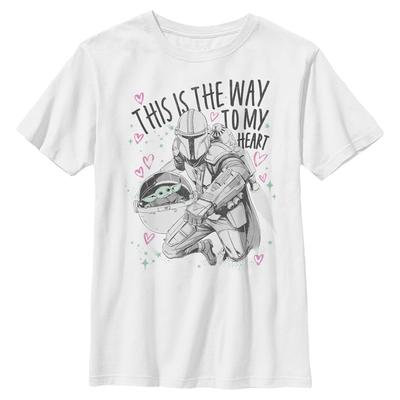 Star Wars - The Mandalorian - Mandalorian & the Child Way to My Heart - Valentinstag - Kinder T-Shirt - Weiß - Vorne