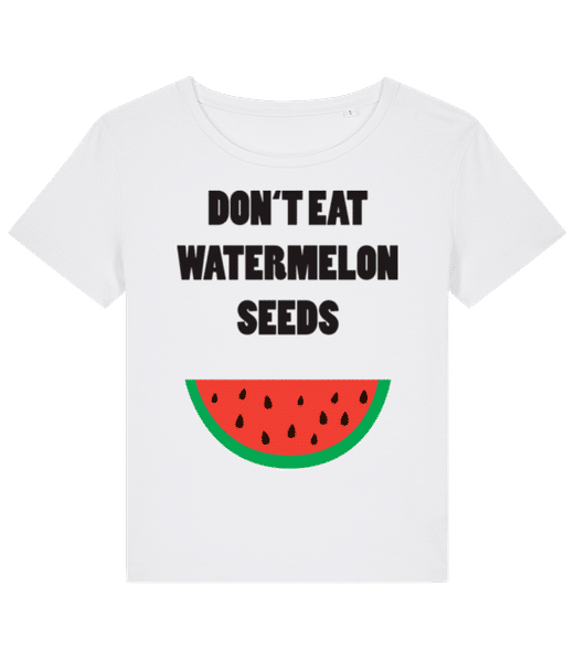 Aperçu: Don't Eat Watermelon Seeds - T-shirt bio Femme Stanley Stella 2.0 - Blanc - Devant