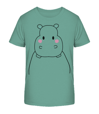 Hippopotame Mignon - T-shirt bio Enfant Stanley Stella 2.0 - Bleu vert - Devant