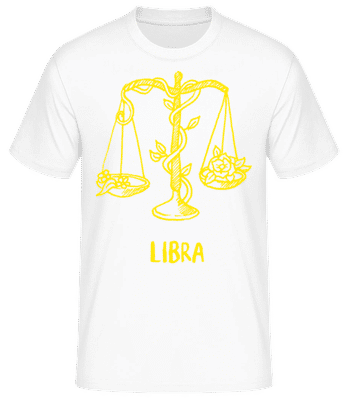 Scribble Style Zodiac Sign Libra - Men's Basic T-Shirt - White - Front