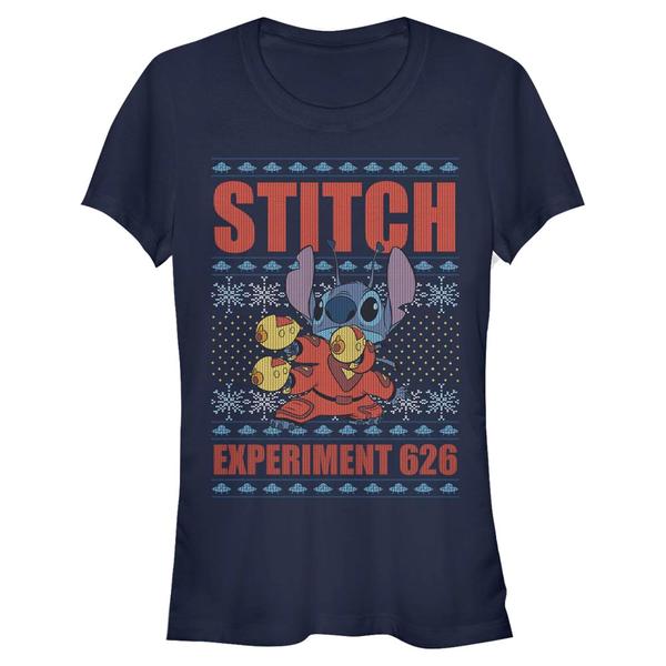 Aperçu: Disney Classics - Lilo & Stitch - Stitch Experiment 626 - Christmas - Femme T-shirt - Bleu marine - Devant