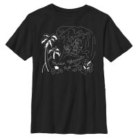 Disney - Lilo & Stitch - Stitch Surf Line Art - Detské Tričko - Čierna - Predné