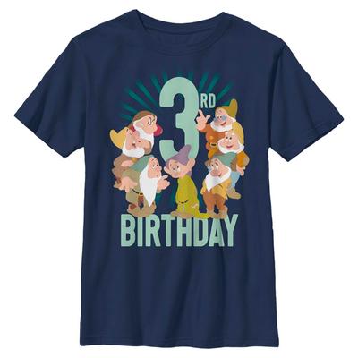 Disney - Blanche-Neige et les Sept Nains - Skupina Dwarves Third Bday - Enfant T-shirt - Bleu marine - Devant