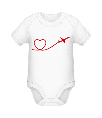 Herz Flieger - Baby Bio Strampler - Weiß - Vorne