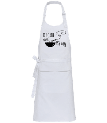 Grill Wann Ich Will - Profi Kochschürze - Weiß - Vorne