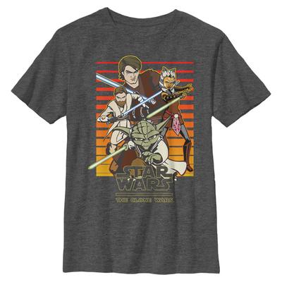 Star Wars - The Clone Wars - Skupina Sun Setting - Kids T-Shirt - Heather anthracite - Front