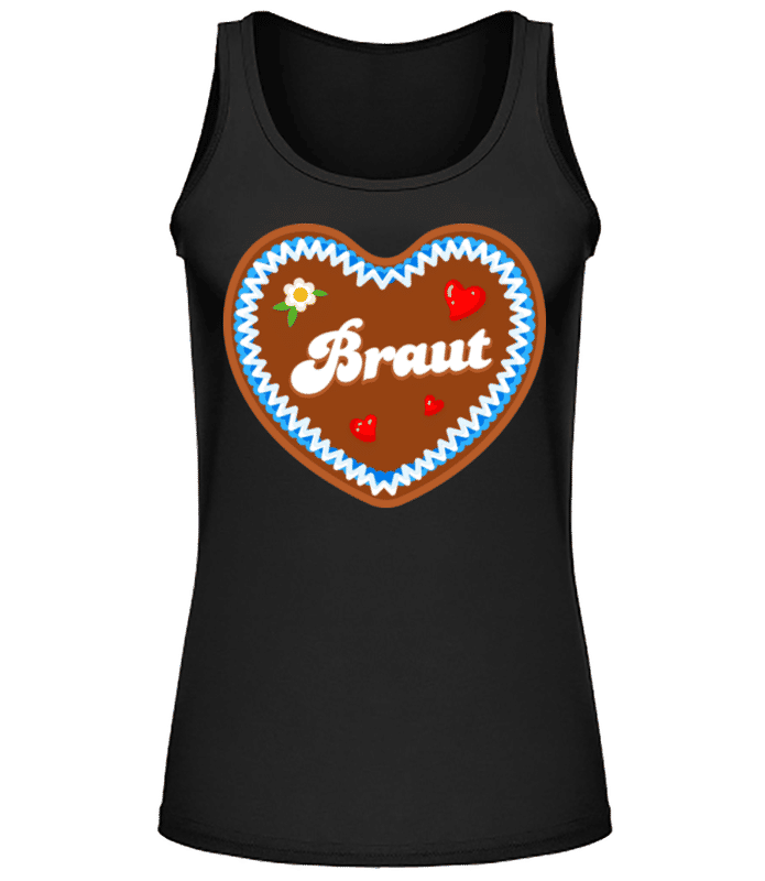 Vorschau: JGA Braut Lebkuchenherz - Frauen Tank Top - Schwarz - Vorne