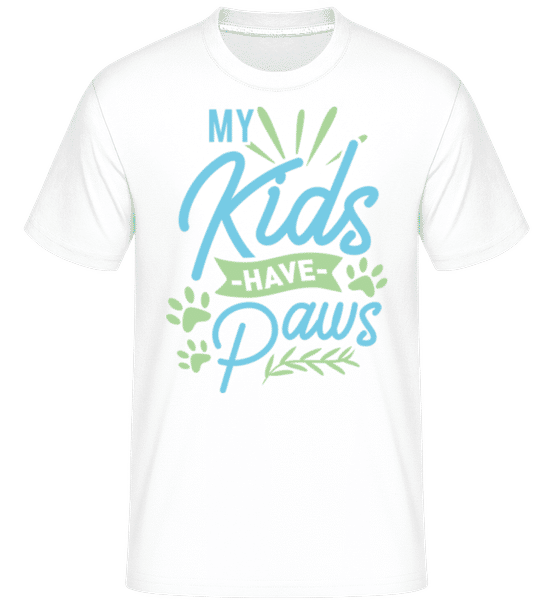 Aperçu: My Kids Have Paws -  T-Shirt Shirtinator homme - Blanc - Devant