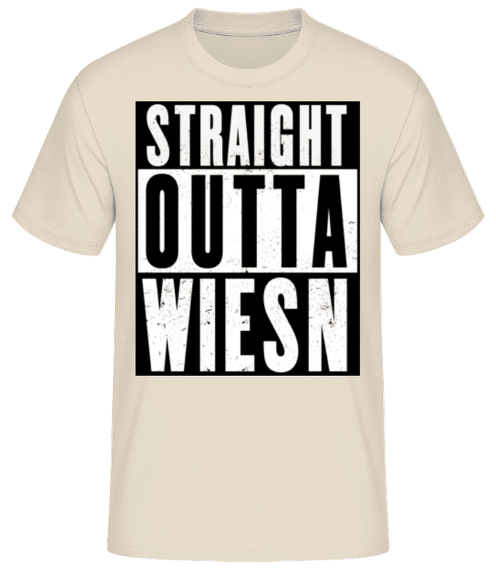 Vorschau: Straight Outta Wiesn black - Männer Basic T-Shirt - Creme - Vorne