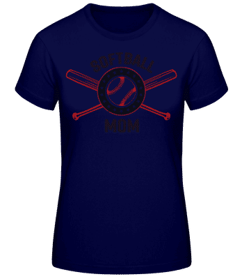 Softball Mom - Women's Basic T-Shirt - Navy - Front