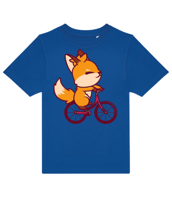 Fuchs auf Fahrrad - Kinder T-Shirt B&C - Royalblau - Vorne