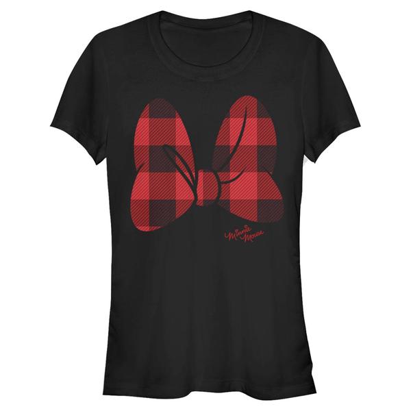 Aperçu: Disney Classics - Mickey Mouse - Minnie Mouse Plaid Bow - Femme T-shirt - Noir - Devant