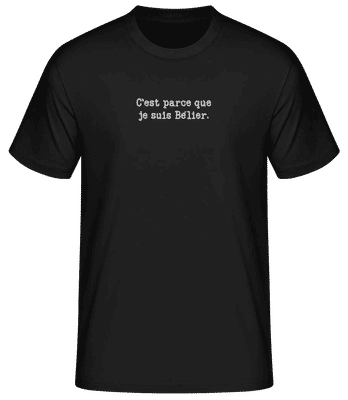 C’est Parce Que Je Suis Bélier - T-shirt standard Homme - Noir - Devant