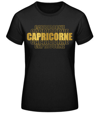 Écriture Doré Astrologique Capricorne - T-shirt standard Femme - Noir - Devant