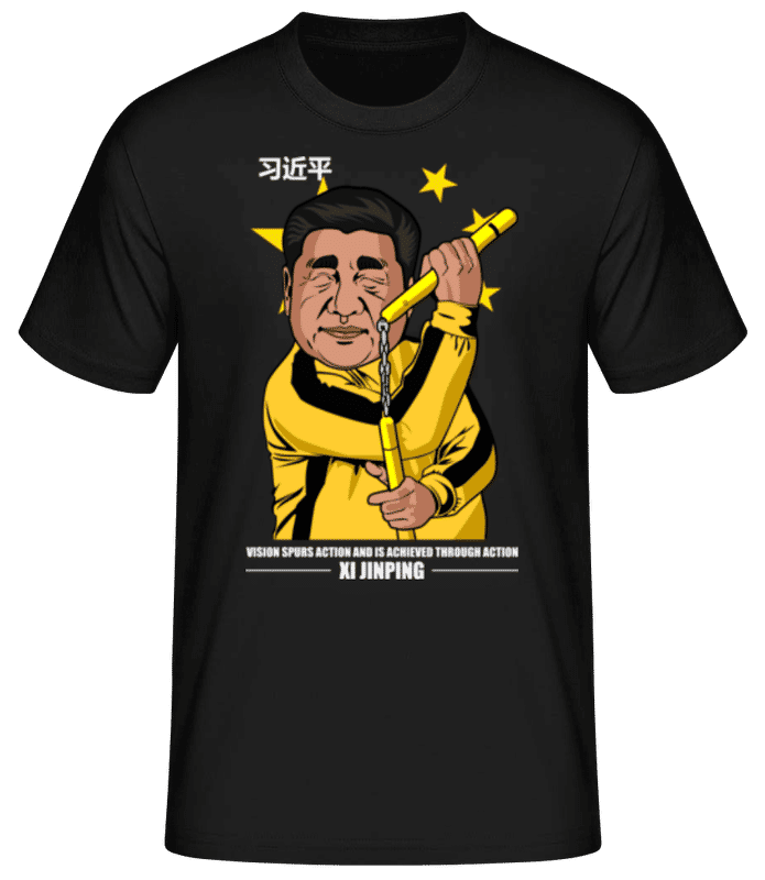 Náhľad: Xi Jinping Bruce Lee - Pánske basic tričko - Čierna - Predné