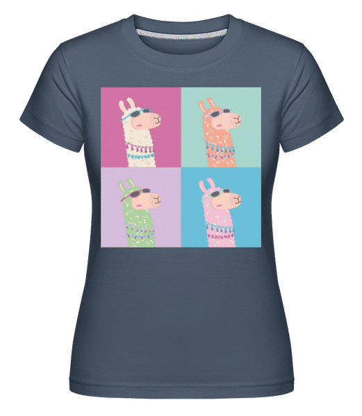 Preview: Pop Art Lama -  Shirtinator Women's T-Shirt - Denim - Front