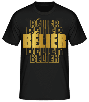 Écriture Doré Astrologique Bélier - T-shirt standard Homme - Noir - Devant