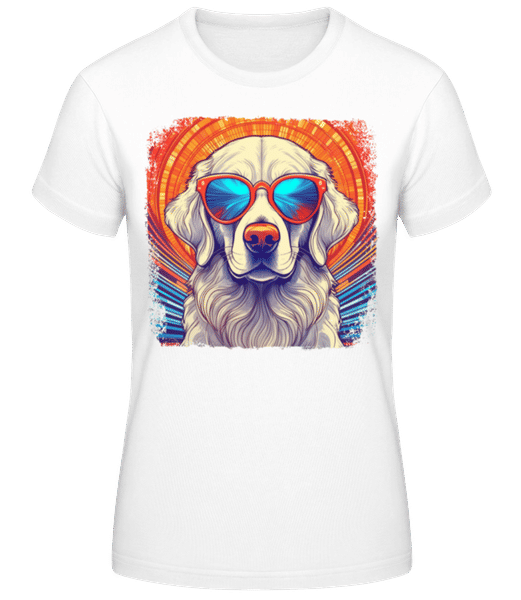 Aperçu: Golden Retriever Look Hippie - T-shirt standard Femme - Blanc - Devant