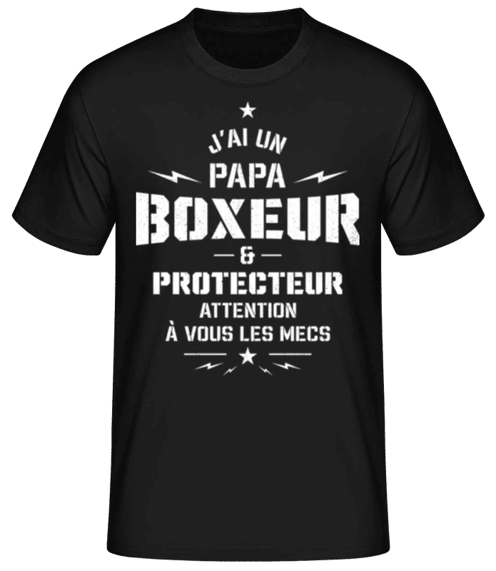 Aperçu: J’ai Un Papa Boxeur - T-shirt standard Homme - Noir - Devant