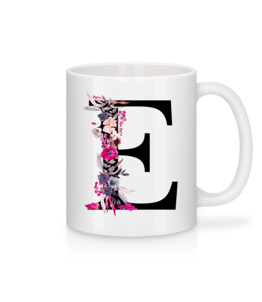 Aperçu: Fleurs Initiale E - Mug en céramique blanc - Blanc - Devant