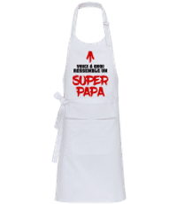 Voici Un Super Papa - Tablier professionnel - Blanc - Devant