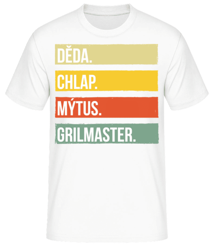 Náhled: Děda Chlap Mýtus Grilmaster - Pánské basic tričko - Bílá - Napřed