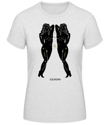 Female Zodiac Sign Gemini - Frauen Basic T-Shirt - Grau meliert - Vorne