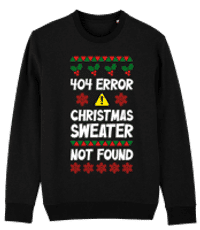 404 Error Christmas Sweater - Unisex Organic Pullover Stanley Stella 2.0 - Black - Front