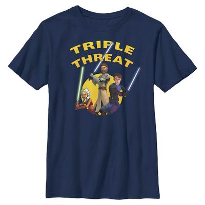 Star Wars - The Clone Wars - Skupina Triple Threat - Kinder T-Shirt - Marine - Vorne