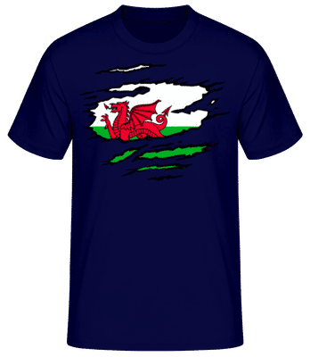 Ripped Flag Wales - Men's Basic T-Shirt - Navy - Front