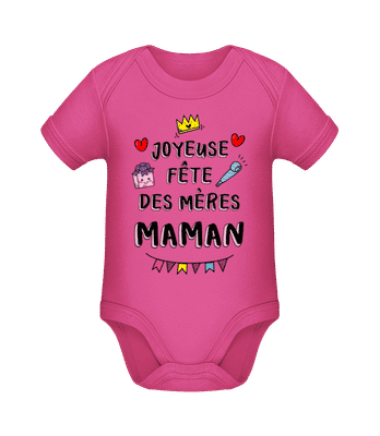 Joyeuse Fête Des Mères Maman - Body manches courtes bio - Magenta - Devant