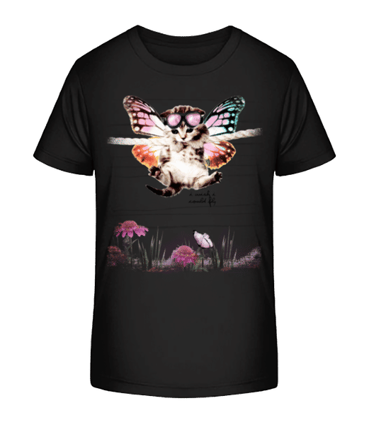 Aperçu: Chat Papillon - T-shirt bio Enfant Stanley Stella 2.0 - Noir - Devant