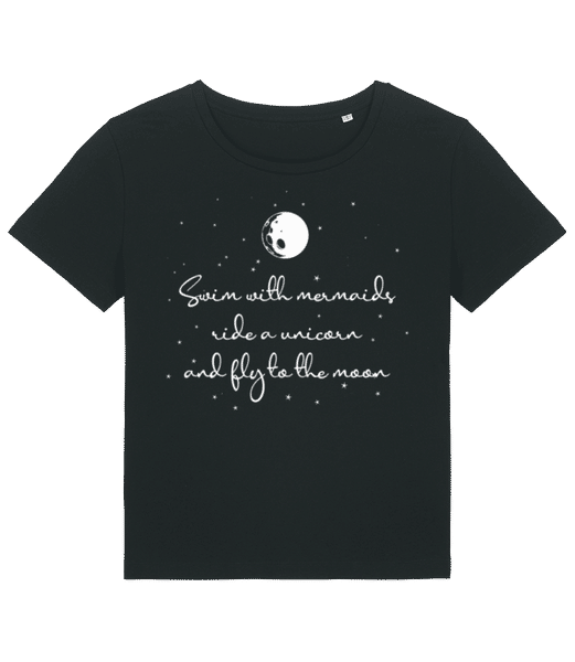 Preview: Mermaids Unicorn And Fly To The Moon - Women's organic T-shirt Stanley Stella 2.0 - Black - Front